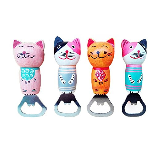 Bluefun® Bottle Opener and Fridge Magnet - Bali Cat Shape Beer Bottles Opener Set of 4