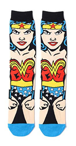 Super Hero Marvel Comics DC Wonder Woman Character 360 Crew Socks Red One Size