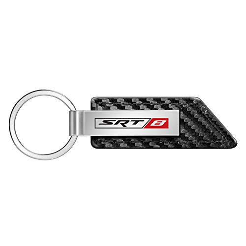 iPick Image - SRT-8 Logo Carbon Fiber Texture Black Leather Strap Key Chain for Dodge Jeep Chrysler RAM Challenger Charger