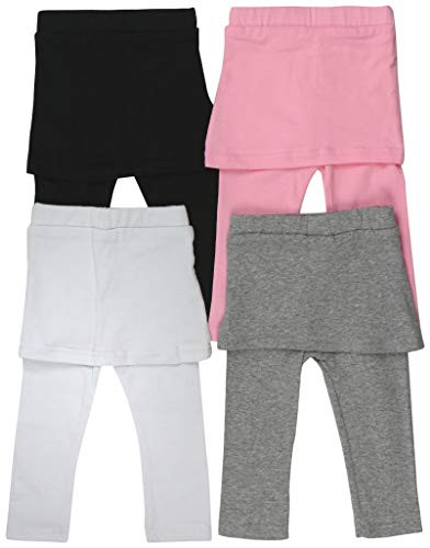 ToBeInStyle Girls 4 Pack Cotton Leggings with Skirt Attached - Assorted - Large