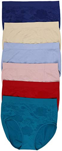 ToBeInStyle Womens 6 Pack Plus Size Seamless Flower High Waist Briefs