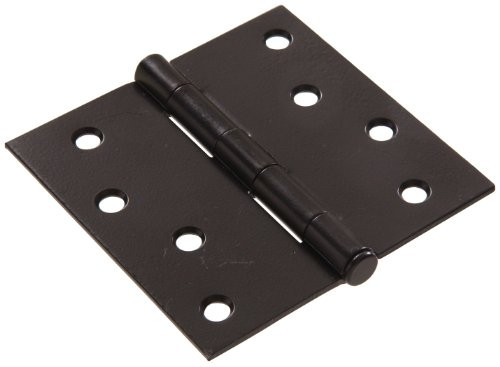 The Hillman Group 852822 4" Residential Door Hinge - Square Corner - Removable Pin - Full Mortise - Black Finish 1-Pack