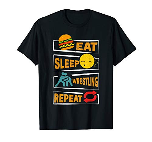 Eat Sleep Wrestling Repeat  Funny Wrestling Coach   Players T-Shirt