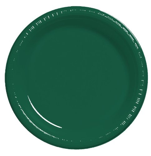 Creative Converting Touch of Color 20 Count Plastic Banquet Plates, Hunter Green