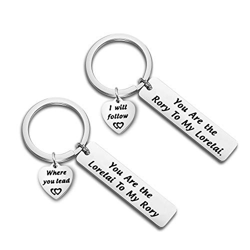 FOTAP You Are The Lorelai To My Rory Keychain Set Where You Lead I Will Follow Gift Keychain Set