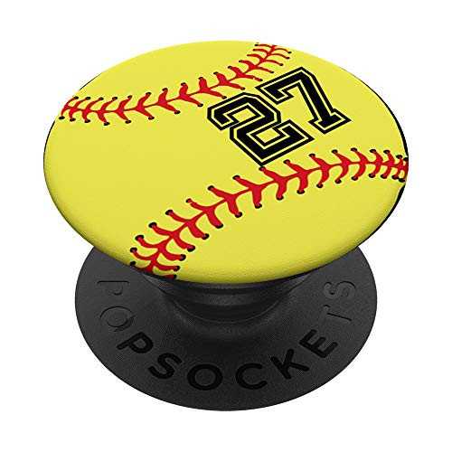 Softball Player 27 Jersey No 27 gadget Ball Sport Gift PopSockets Grip and Stand for Phones and Tablets