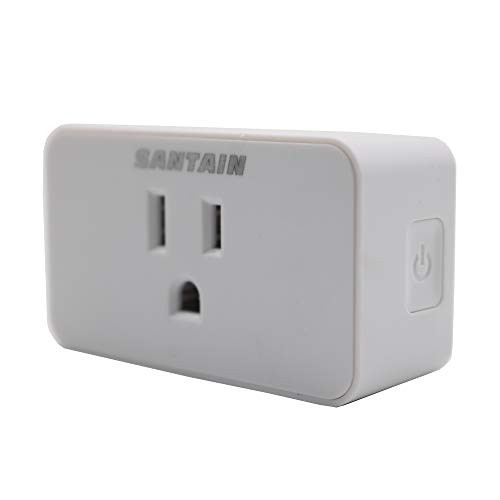 SANTAIN Smart Plug Wifi Outlet Compatible With Alexa Echo Google Home and IFTTT Mini Smart Socket with Energy Monitoring and Timer Function No Hub Required 15A