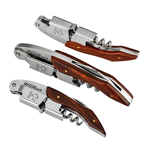 Waiters Corkscrew Wine Opener with Foil Cutter, For Bartenders, Waiters and Sommelier, Stainless Steel and Natural Rosewood, Gift Choice Waiters Corkscrew Wine Opener with Foil Cutter, For Bartenders, Waiters and Sommelier, Stainless Steel and Natural Rosewood, Gift Choice