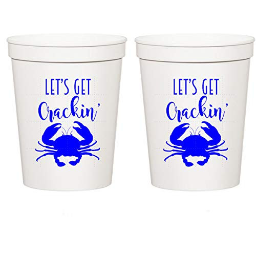 Blue Crab Lets Get Crackin White Plastic Stadium Cup 10 cups