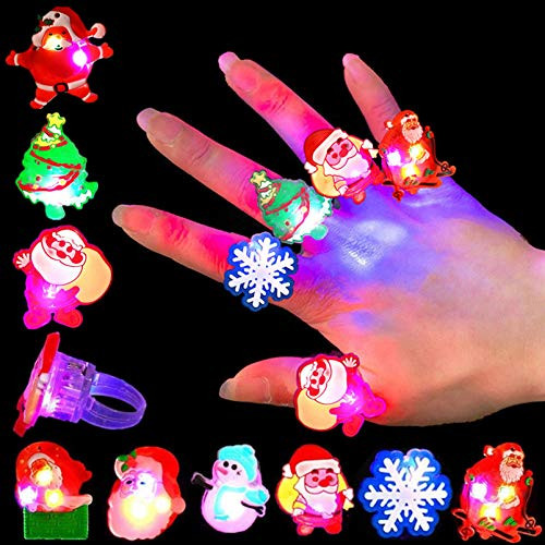 Qvatox 50Pcs Christmas Light Rings Party Favors Christmas LED Glow Up Rings Party Supplies Christmas Flashing Glowing Finger Rings Decoration for Kids Adults Qvatox 50Pcs Christmas Light Rings Party Favors Christmas LED Glow Up Rings Party Supplies Christmas Flashing Glowing Finger Rings Decoration for Kids Adults