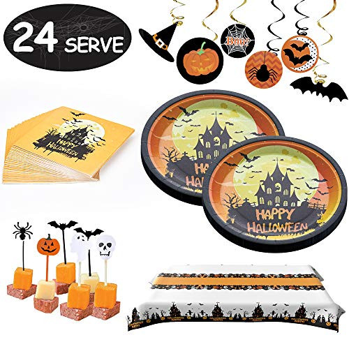 122 PCS Halloween Party Supplies Disposable Dinnerware Set Serves 24 Paper Tableware Halloween Party Supplies Spooky Halloween Themed Parties and dinner_Orange 122 PCS Halloween Party Supplies Disposable Dinnerware Set Serves 24 Paper Tableware Halloween Party Supplies Spooky Halloween Themed Parties and dinner_Orange
