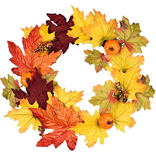 Artiflr 13 Inch Artificial Autumn Fall Wreath Harvest Thanksgiving Door Wreath for Front Door with Pumpkins Maple Leaf and Berry Artiflr 13 Inch Artificial Autumn Fall Wreath Harvest Thanksgiving Door Wreath for Front Door with Pumpkins Maple Leaf and Berry
