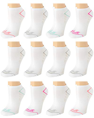 Avia Womens Pro Tech Microfiber Mesh Vent Cushioned Low Cut Socks 12 Pack White Shoe Size 4 - 10