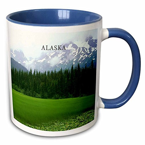 3dRose mug_62121_6 "Beautiful Moose Pass Alaska" Two Tone Blue Mug, 11 oz, Multicolor