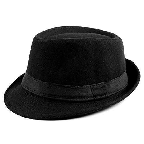 Ayliss Trilby Fedoras Panama Jazz Hat Short Brim Bowler Hat for MenWomen Black