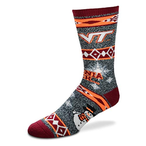 For Bare Feet NCAA Ugly Christmas Holiday Snowman Socks-Virginia Tech Hokies-Large For Bare Feet NCAA Ugly Christmas Holiday Snowman Socks-Virginia Tech Hokies-Large