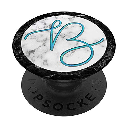 Blue Green Letter B On White Gray Black Marbled Look PopSockets PopGrip Swappable Grip for Phones Tablets Blue Green Letter B On White Gray Black Marbled Look PopSockets PopGrip Swappable Grip for Phones Tablets
