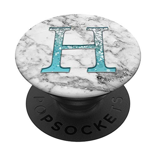 Silver Light Blue Letter H Monogram On Gray Marbled Look PopSockets PopGrip Swappable Grip for Phones Tablets Silver Light Blue Letter H Monogram On Gray Marbled Look PopSockets PopGrip Swappable Grip for Phones Tablets