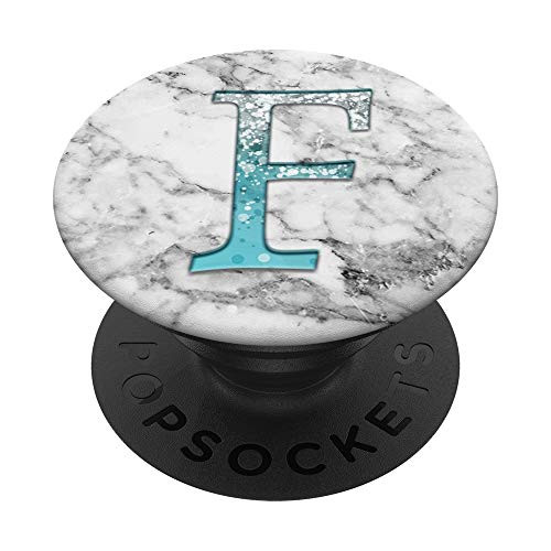 Silver Light Blue Letter F Monogram On Gray Marbled Look PopSockets PopGrip Swappable Grip for Phones Tablets Silver Light Blue Letter F Monogram On Gray Marbled Look PopSockets PopGrip Swappable Grip for Phones Tablets