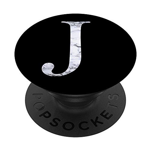 White Gray Marbled Look Initial Letter J Monogram On black PopSockets PopGrip Swappable Grip for Phones Tablets White Gray Marbled Look Initial Letter J Monogram On black PopSockets PopGrip Swappable Grip for Phones Tablets