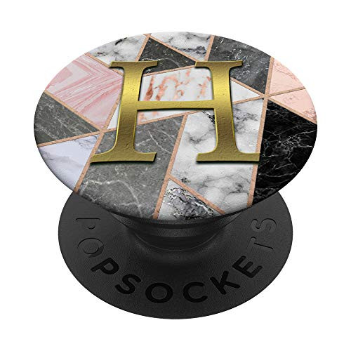 Golden Letter H On Black Pink Gray White Marbled Look PopSockets PopGrip Swappable Grip for Phones Tablets Golden Letter H On Black Pink Gray White Marbled Look PopSockets PopGrip Swappable Grip for Phones Tablets