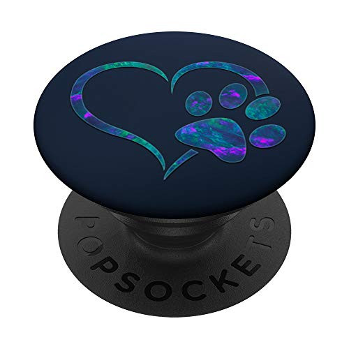 Teal Blue Purple Dog Paw Print Heart Love On Dark Navy Blue PopSockets PopGrip Swappable Grip for Phones Tablets Teal Blue Purple Dog Paw Print Heart Love On Dark Navy Blue PopSockets PopGrip Swappable Grip for Phones Tablets