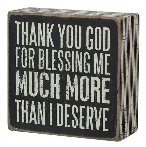 Primitives by Kathy Pinstriped Trimmed Box Sign, 4" x 4", Thank You God Primitives by Kathy Pinstriped Trimmed Box Sign, 4" x 4", Thank You God