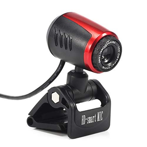 Computer Webcam Desktop PC Web Cam Camera with Mic Laptop 0_3 Megapixel USB 2_0 Webcam for Video Calling Recording BlackRed
