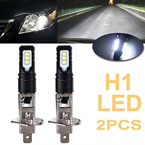 Paddsun 2Pcs H1 Fog Light Bulb 6000K Super Bright White 6000LM DRL LED Headlight Bulb Kit High Beam 160W