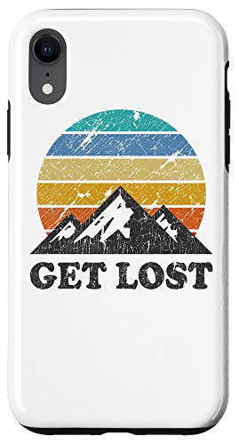 iPhone XR Vintage Hiking - Get Lost - Retro Sunset Mountains Hiker Case