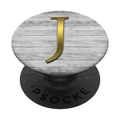 Gold initial Letter J on Vintage Gray Look PopSockets PopGrip Swappable Grip for Phones Tablets Gold initial Letter J on Vintage Gray Look PopSockets PopGrip Swappable Grip for Phones Tablets