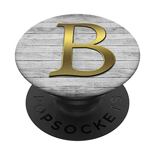 Golden initial Letter B on Vintage Gray Look PopSockets PopGrip Swappable Grip for Phones Tablets Golden initial Letter B on Vintage Gray Look PopSockets PopGrip Swappable Grip for Phones Tablets
