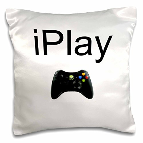 3dRose pc_180065_1 I Play, Black Lettering on White Background with Picture of Trumpet Pillow Case, 16" x 16"