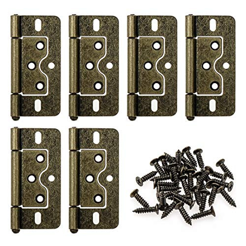 LICTOP Non-Mortise Door Hinges Antique Bronze 3 Inches Butterfly Door Hinges 6pcs