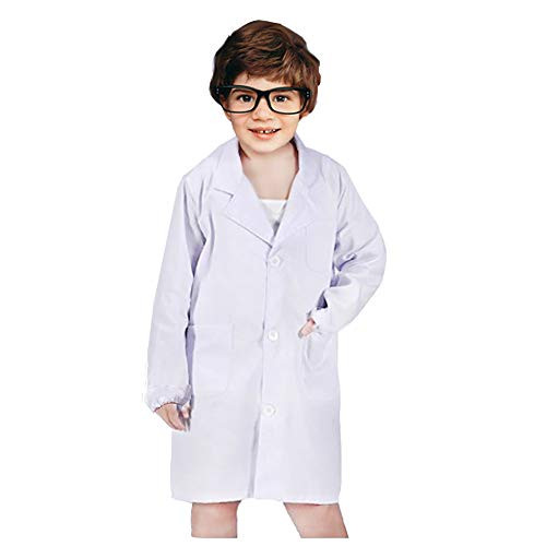 White Kid Lab Coat Children Cotton Uniforms for Scientist or Doctors Role Play Costume Dress-up Set S