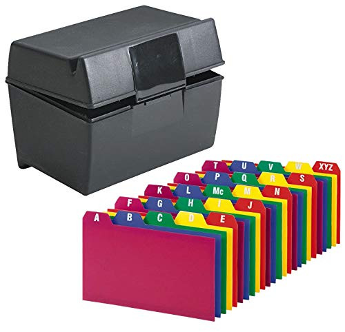 Index Card Holder Index Cards Storage Box Holds Up To 300 4x6 Cards With Poly Card Guides A-Z 4x6 Inch - Value Pack