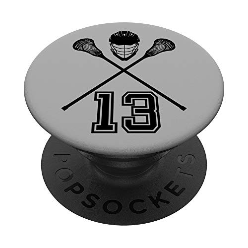 Lacrosse Jersey Number 13 Lax Player No 13 Sports Fan Gift PopSockets Grip and Stand for Phones and Tablets