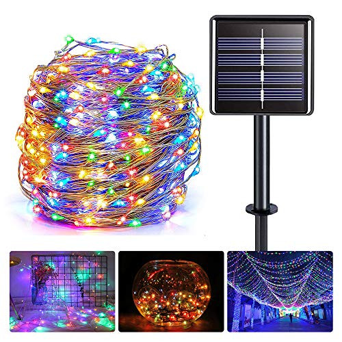 Outdoor Solar String Lights 72FT 200 LED Waterproof Solar Powered Copper Wire Fairy Lights with 8 Lighting Modes for Patio Yard Trees Christmas Wedding Party Decor Color 1 72FT 200LED