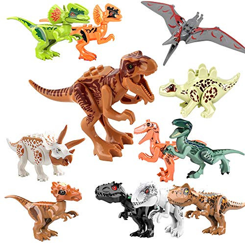 Kididdo Dinosaur Building Blocks Take Apart Dino Action Figures Boys and Girls Creative Dinosaur Building Set T-Rex Velociraptor Triceratops 12 PCS