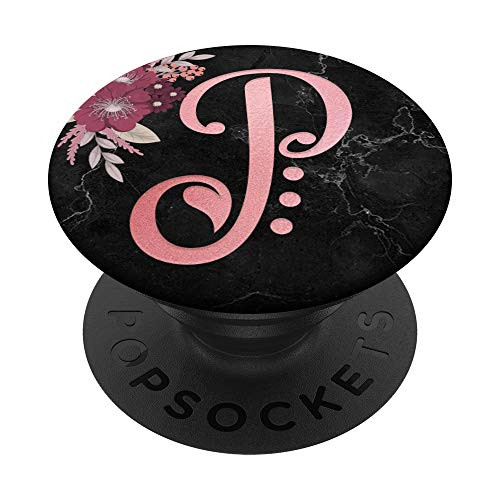 Rose Letter P Monogram Initial Pink Flowers Black PopSockets PopGrip Swappable Grip for Phones Tablets Rose Letter P Monogram Initial Pink Flowers Black PopSockets PopGrip Swappable Grip for Phones Tablets