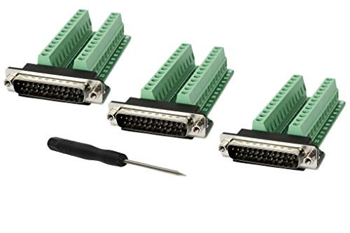 Connector Db25 D-sub Male Plug 25-pin Port Terminal Breakout PCB Board 3 Pack