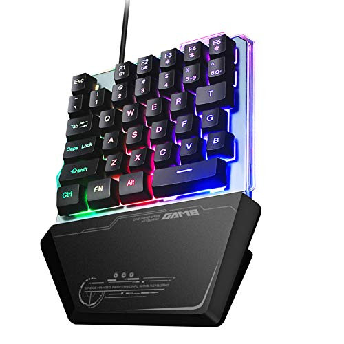 One Handed Mechanical Gaming Keyboard BicycleStore RGB Colored Backlit 35 Keys Half Keyboards USB Wired Quick Responsive Gaming Keypad for Win XPMEVista7810 Android Linux Mac OS