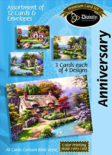 Divinity Boutique Greeting Card Assortment: Anniversary, Cottages with Scripture (21717N)