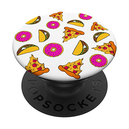 Donut Taco Pizza Junk Food Lover Pattern Phone Tablet Holder PopSockets PopGrip Swappable Grip for Phones   Tablets