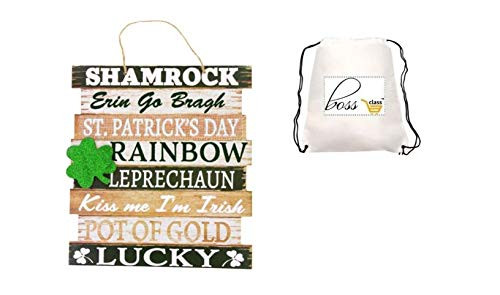Shamrock St_ Patricks Day Door Sign Bonus Lets Hang with It St Patty Day Hanging Indoor Welcome Sign Wall Decor Leprechaun St Patricks Decoration Saint Patrick Shamrock Decorations