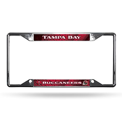 NFL Rico Industries Easy View Chrome License Plate Frame Tampa Bay Buccaneers NFL Rico Industries Easy View Chrome License Plate Frame Tampa Bay Buccaneers