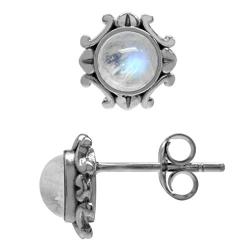 Silvershake 5mm Natural Round Shape Moonstone 925 Sterling Silver Victorian Style Stud Earrings Silvershake 5mm Natural Round Shape Moonstone 925 Sterling Silver Victorian Style Stud Earrings
