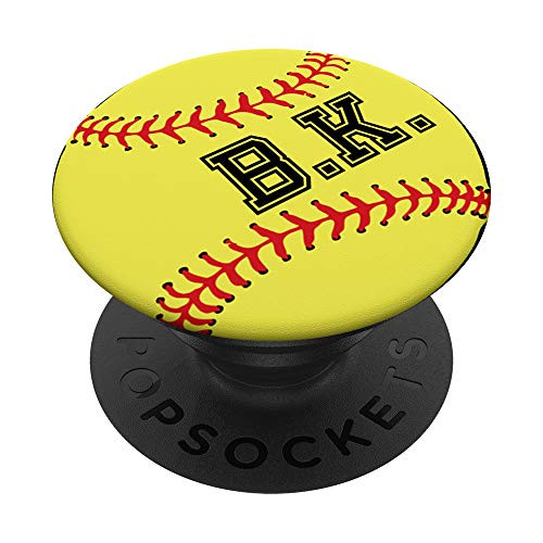 Softball Player Initial B K Letter Monogram Name B_K_ Gift PopSockets Grip and Stand for Phones and Tablets