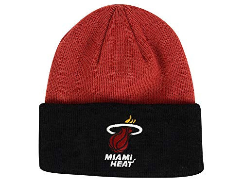 adidas Miami Heat 2-Tone Cuff Beanie Hat - NBA Cuffed Knit Toque Cap