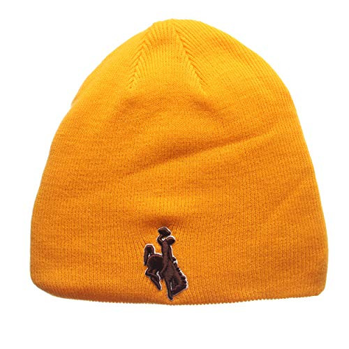 Zephyr Wyoming Cowboys Gold Edge Skull Cap - NCAA Cuffless Winter Knit Beanie Toque Hat